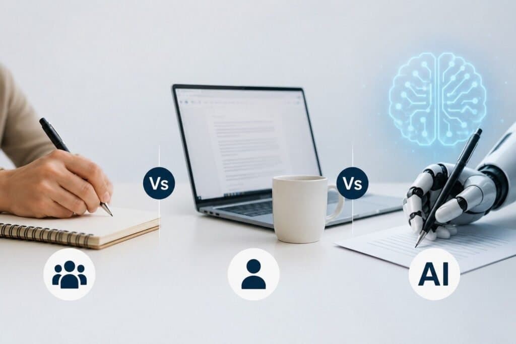 Content Writing Service vs In-House Writer vs AI Content | What Ranks in 2026?