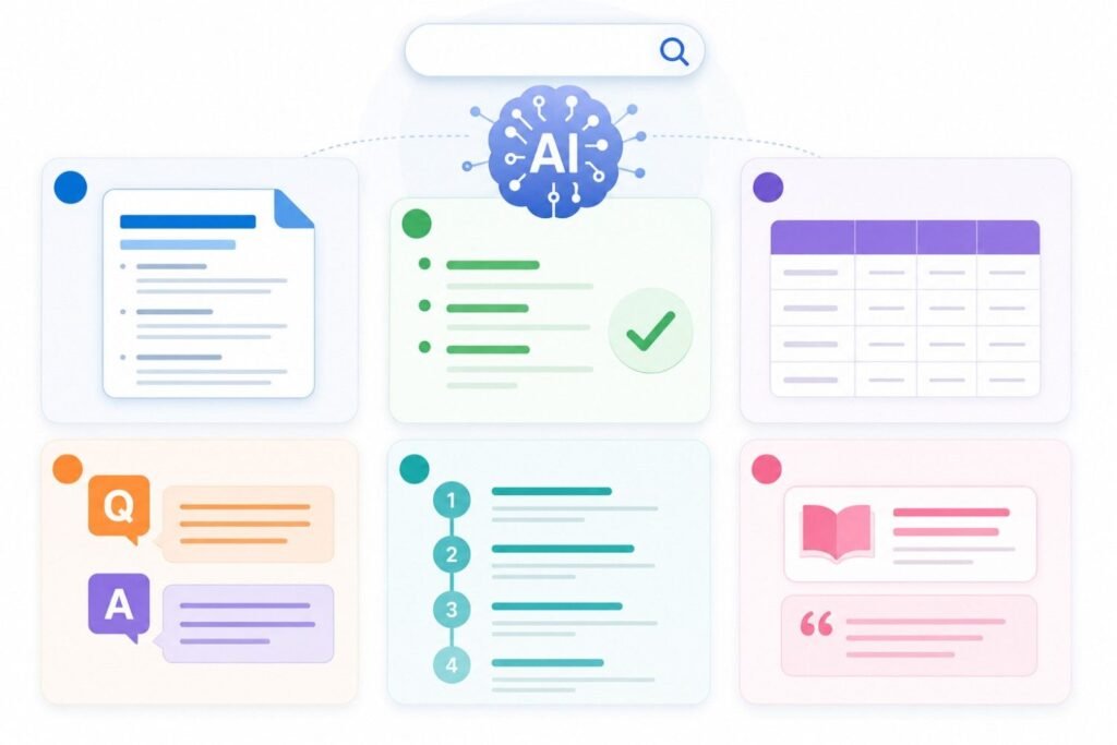 Content format overview with AI hub