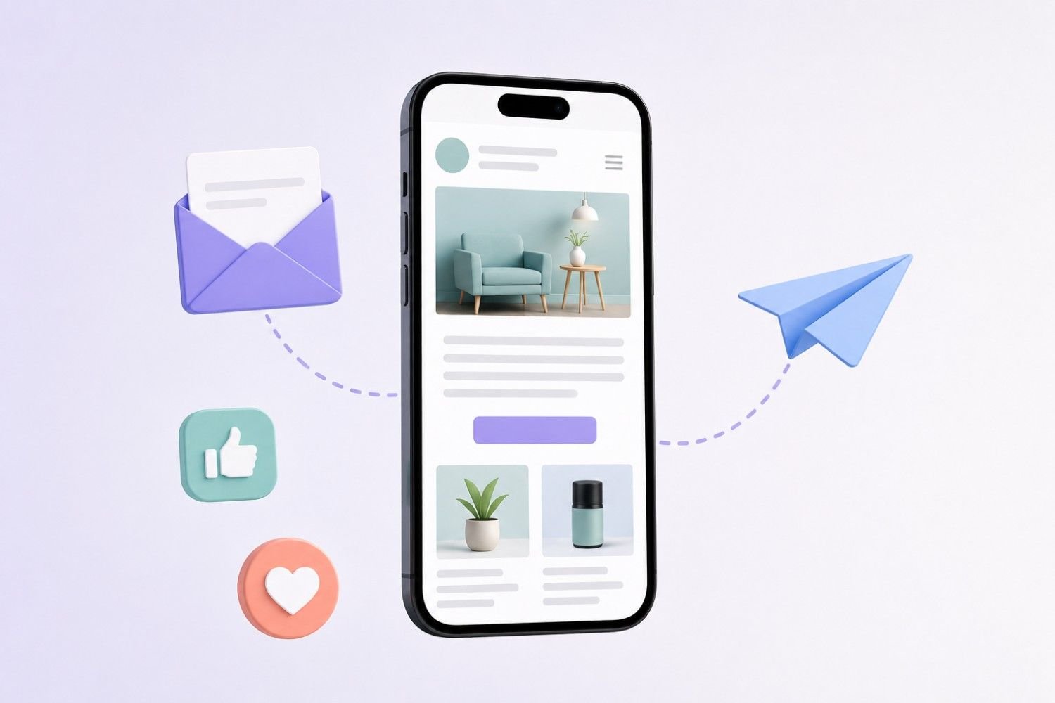 Mobile marketing with email, icons, and design