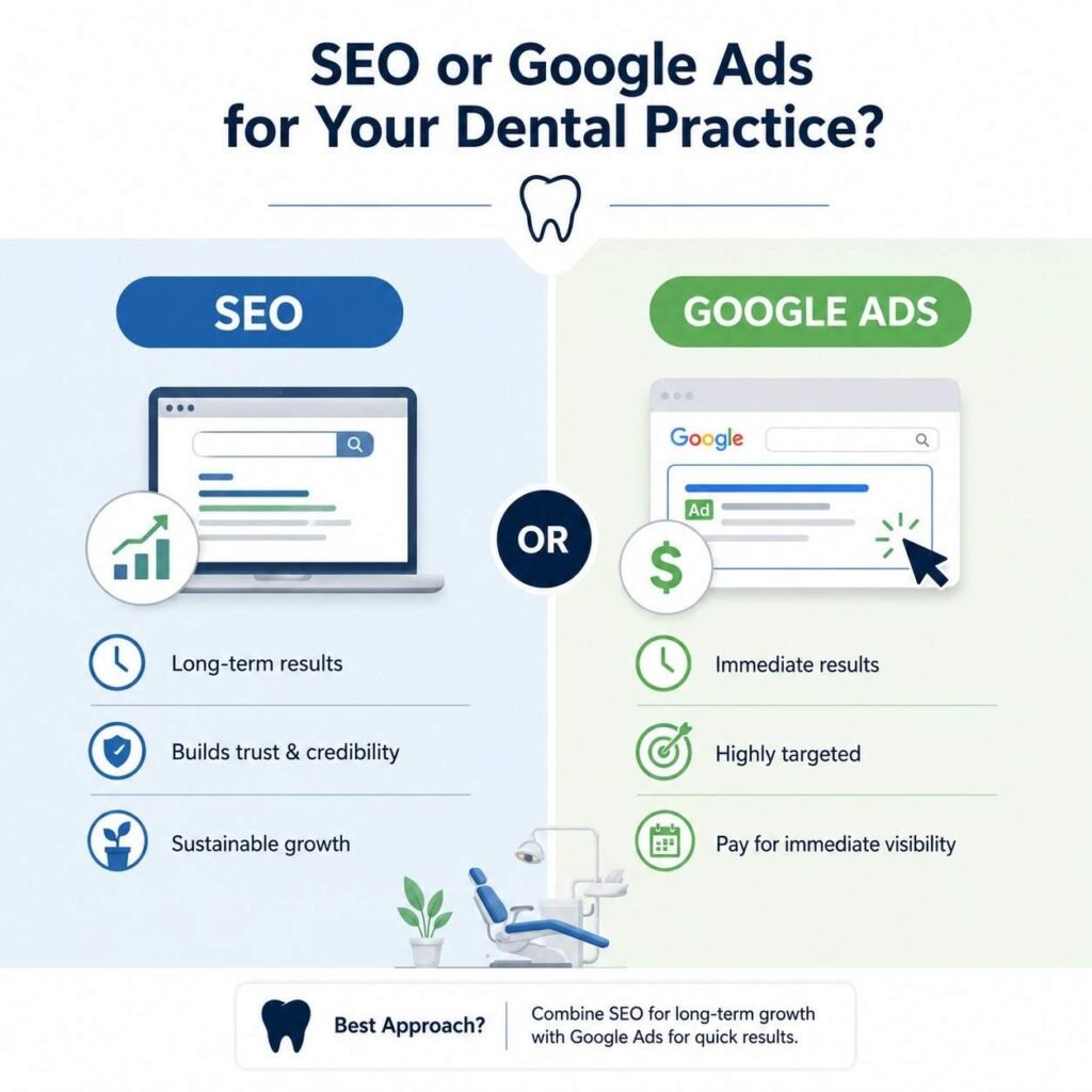 SEO vs Google Ads for dentists