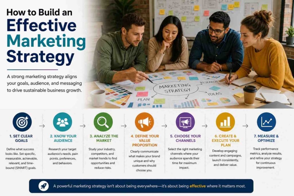 Team creating a data driven marketing strategy and campaign plan