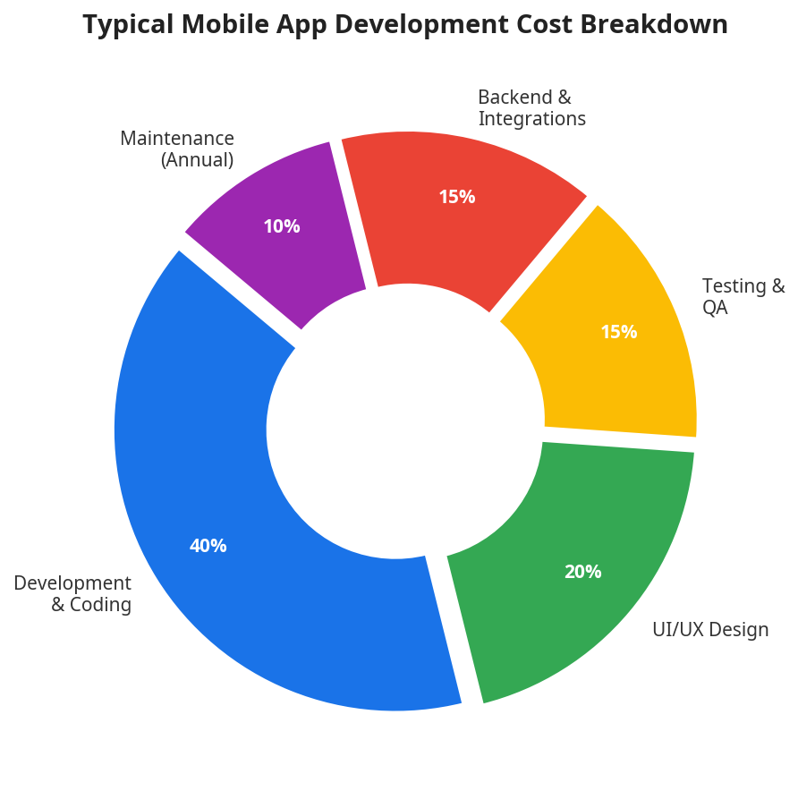Typical mobile app development cost breakdown chart