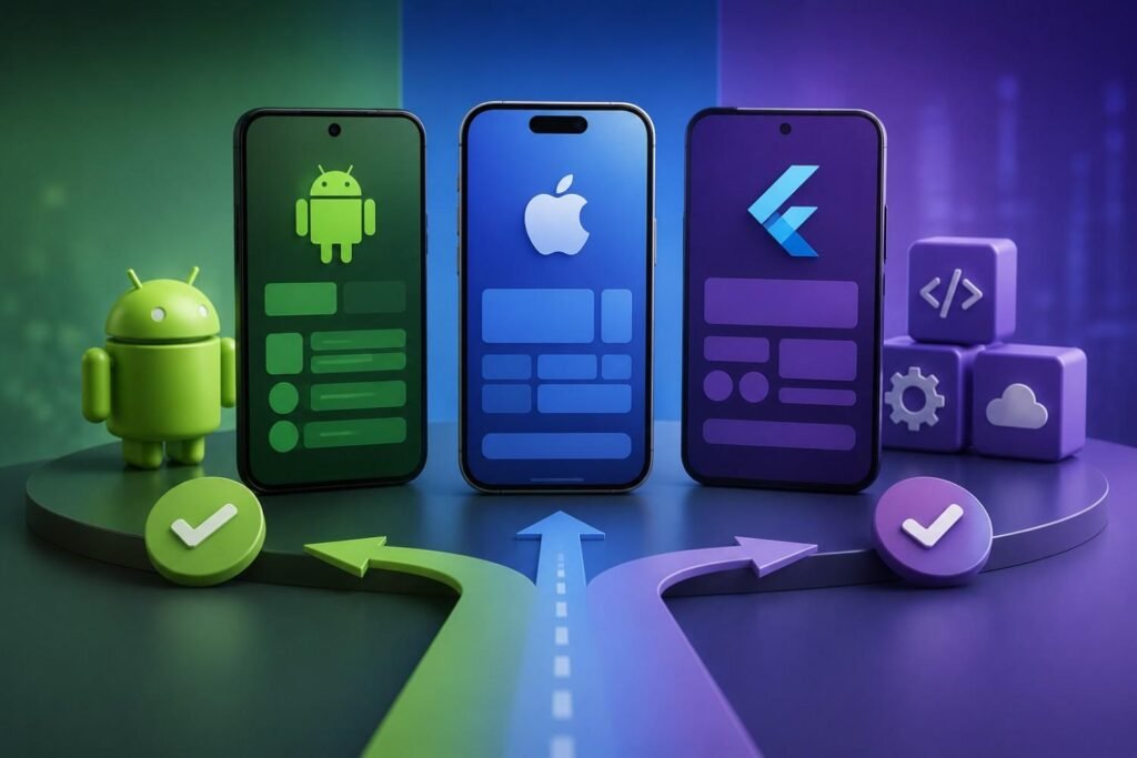 Comparison of Android, iOS, and Flutter mobile app development platforms