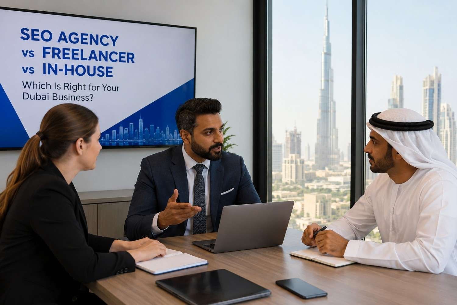 Comparison of SEO agency, freelancer, and in-house SEO options for Dubai businesses